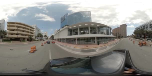360 Footage Driving Road Construction Miami Beach Collins Ave — Stock Video