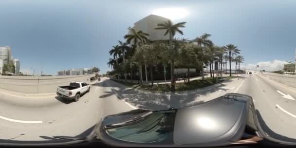 Οδήγηση Φτάνουν Miami Beach 5Th Street Φανάρι 360Vr Πλάνα — Αρχείο Βίντεο