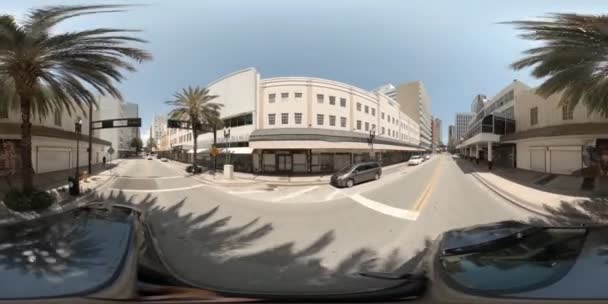 Kör Downtown Miami Coronavirus Covid Låsa Företag Stängde 360Vr Film — Stockvideo