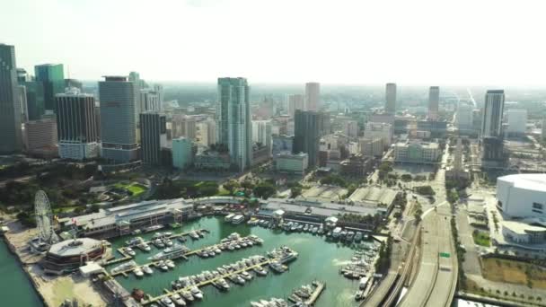 Bright Aerial Video Downtown Miami — Stock Video