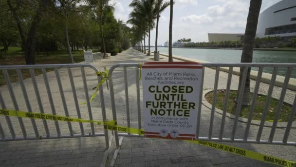 Coronavirus Covid Parques Cerrados Centro Miami Cuarentena Estancia Orden Casa — Vídeos de Stock