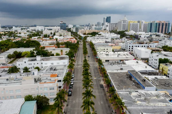 Foto Udara Miami Beach Scene Setelah Full City Lock Stop — Stok Foto