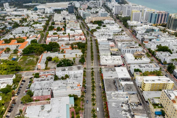 Aerial Photo Miami Beach Scene Full City Lock Stop Spread — Stock Photo, Image