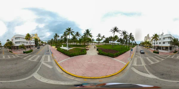 360 Foto Miami Beach Ocean Drive Stänga Coronavirus Covid Pandemi — Stockfoto