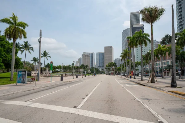 Calles Vacías Centro Miami Permanecen Casa Orden Coronavirus Covid Pandemia — Foto de Stock
