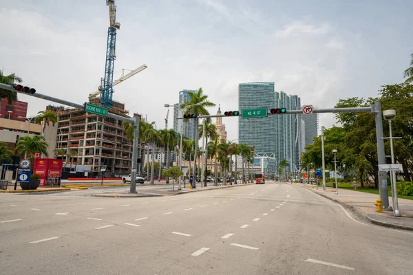 Empty Streets Downtown Miami Stay Home Order Coronavirus Covid Pandemic — Stock Photo, Image