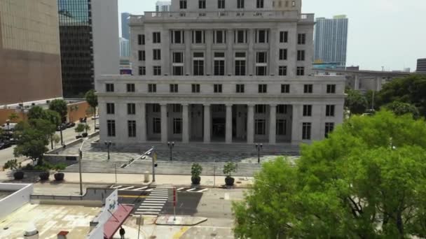 Aeronave Drone Vídeo Miami Dade Tribunal Downtown — Vídeo de Stock