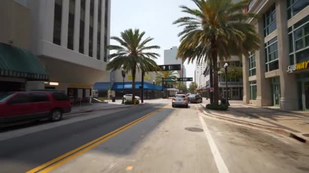 Scène Urbaine Désolée Centre Ville Miami Ralentir Économie Raison Coronavirus — Video