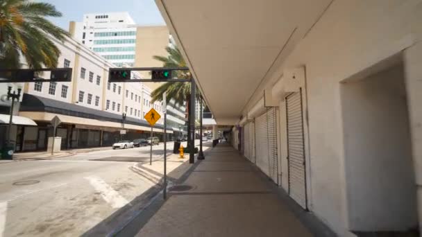 Aziende Chiuse Centro Miami Coronavirus Covid Pandemia Economica Rallentare — Video Stock