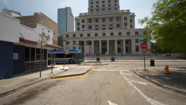 Downtown Miami Dade Courthouse Byggnad Historiska Landmärke — Stockvideo