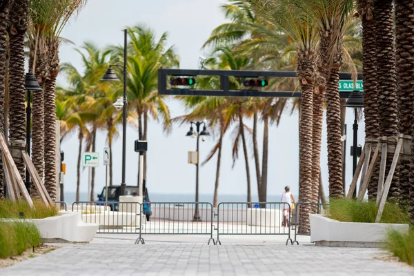 Fort Lauderdale Beach Park Closed Stop Spread Coronavirus Covid Pandemic — Stock Photo, Image