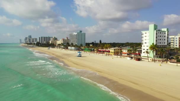 Hollywood Beach Έκλεισε Λόγω Του Coronavirus Covid Πανδημία — Αρχείο Βίντεο