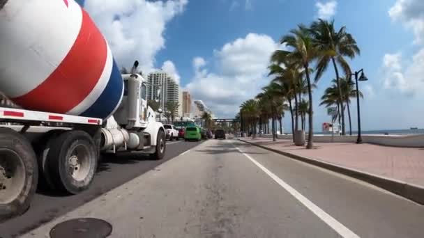 Fort Lauderdale Beach Während Coronavirus Covid Stillgelegt — Stockvideo