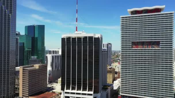 Bankdistrikt Downtown Miami Skjuten Med Antenn Drönare — Stockvideo