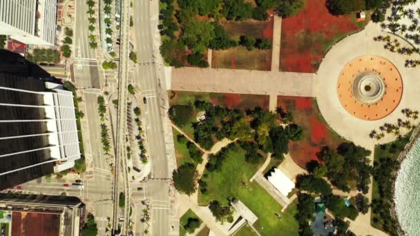 Direkt Overhead Drönare Antenn Video Bayfront Park Miami — Stockvideo