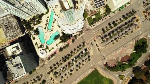 Miami Lucht Overhead Satelliet Flyover Type Schot — Stockvideo