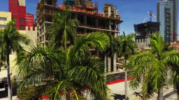 Vídeo Aéreo Sociedad Biscayne Edificio Construcción Centro Miami — Vídeos de Stock