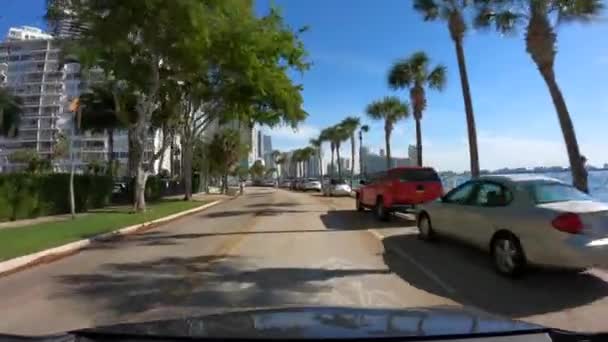 Driving Tour Brickell Miami Government Shut Coronavirus Covid Pandemic — Stock Video