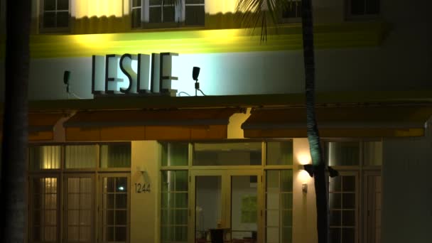 Leslie Hotel Miami Beach Закрыт Связи Coronavirus Covid Находится Домашнем — стоковое видео