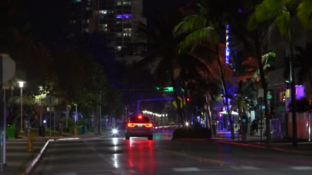 Leere Miami Beach Ocean Drive Coronavirus Covid Ausgangssperren Regierung Anordnung — Stockvideo