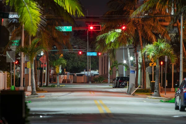 Порожні Вулиці Вночі Маямі Біч — стокове фото