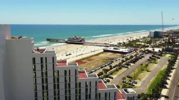 Luchtfoto Onthullen Daytona Beach Pier — Stockvideo