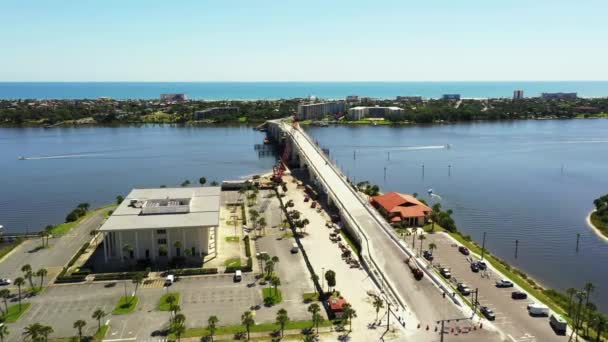 Aerial Video Silver Beach Avenue Bridge Construction Daytona — стокове відео