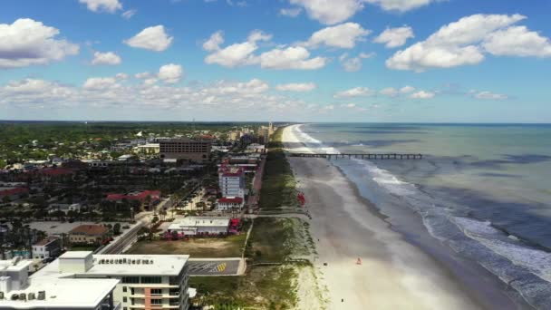 Approche Jacksonville Beach Jetée Pêche Tir Drone Aérien Sud — Video