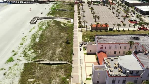 Aerial Drone Shot Jacksonville Beach Pasarela Dunas — Vídeos de Stock