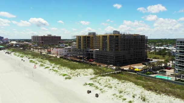 Aerial Video Margaritaville Beach Hotel Construction Stages Jacksonville Beach — Stock Video