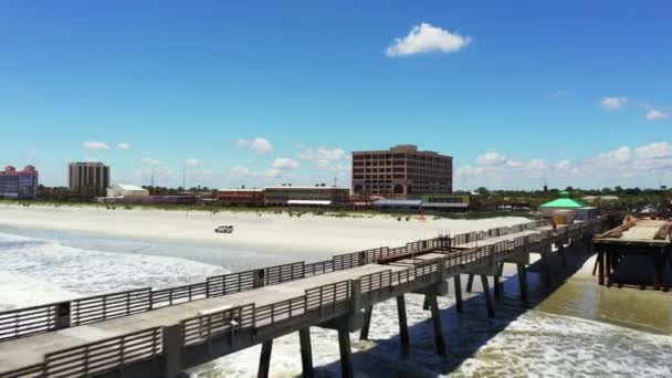 Policía Mantiene Gente Fuera Jacksonville Beach Coronavirus Covid Pandemia — Vídeo de stock