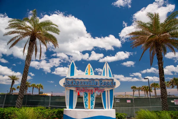 Plaża Jacksonville Pier Deski Surfingowe — Zdjęcie stockowe