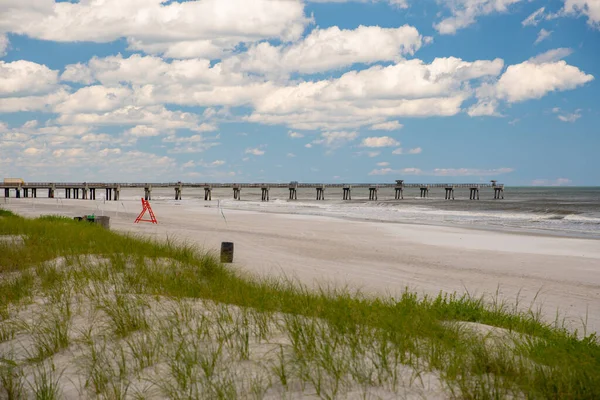 Jacksonville Beach Nabrzeże Wędkarskie Nikt Powodu Coronavirus Covid Zamknięty — Zdjęcie stockowe