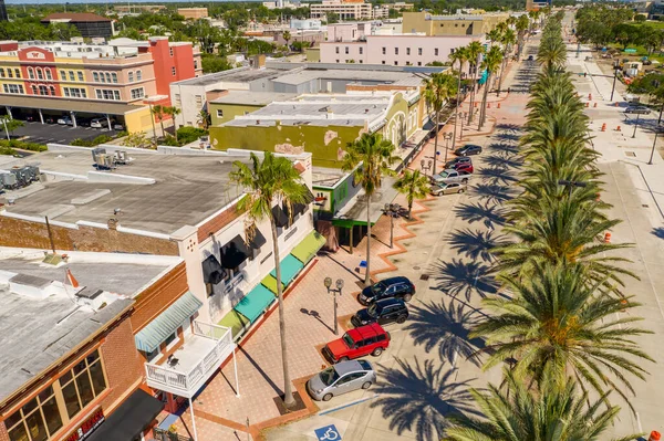 Aerial Photo Shops Daytona Beach Usa Palm Lines Streets — Stock Photo, Image