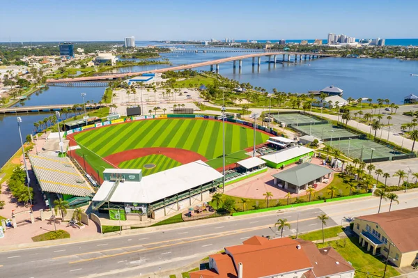 Aerial Drone Photo Jackie Robinson Memorial Baseball Park Jacksonville Beach — Stock Photo, Image