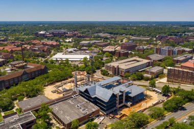 Frankfurt şehrinin hava manzarası. Ben ana, Almanya.