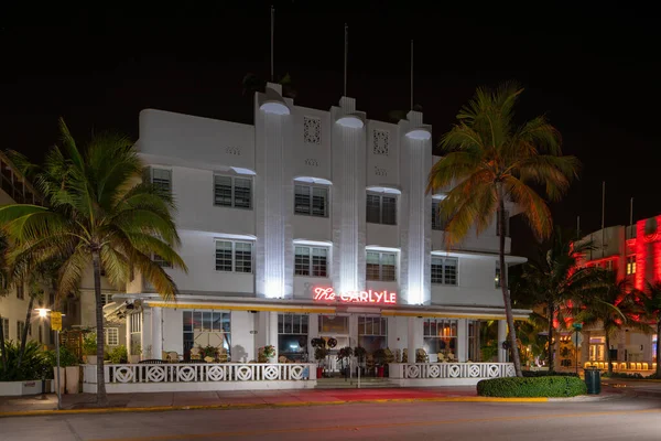 Carlyle Hotel Miami Plajı Okyanus Yolu Coronavirüs Covid Salgını Yüzünden — Stok fotoğraf