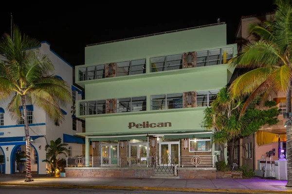 Pelican Hotel Miami Beach Ocean Drive Shut Coronavirus Covid Pandemic — Stock Photo, Image