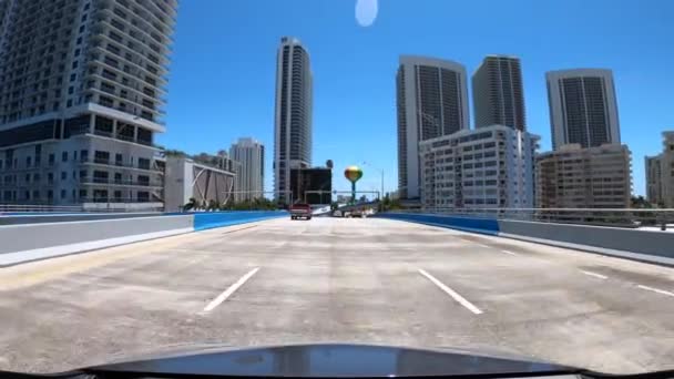 Driving Hallandale Beach Boulevard Draw Bridge 60P — Stock Video