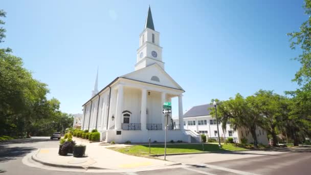 Motion Video Eerste Presbyteriaanse Kerk Downtown Tallahassee — Stockvideo