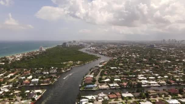 Imágenes Aéreas Casas Residenciales Fort Lauderdale Estados Unidos 60P — Vídeos de Stock