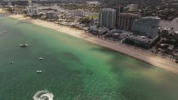 Onroerend Goed Aan Het Strand Fort Lauderdale Luchtfoto Drone Video — Stockvideo