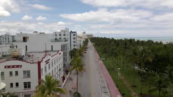 Légi Felvétel Miami Beach Ocean Drive Felgyorsult Alatt Coronavirus Covid — Stock videók