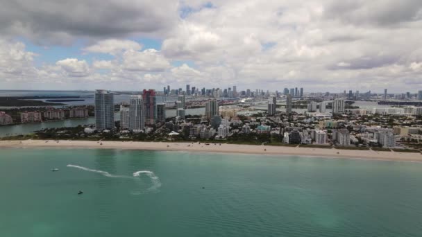 Båtar Vattnet Miami Beach Antenner 60P — Stockvideo