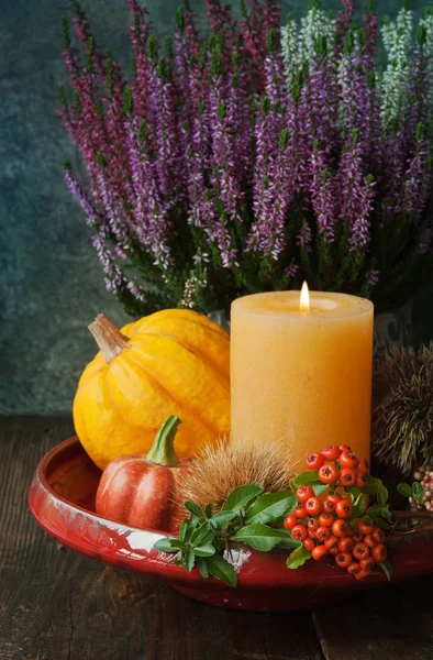 Decoración de Acción de Gracias con vela — Foto de Stock