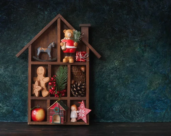Trähus jul dekorativa — Stockfoto