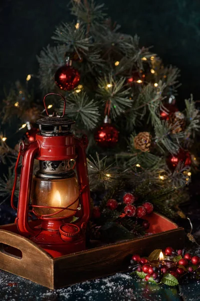 Ozdoby świąteczne ze świecami — Zdjęcie stockowe