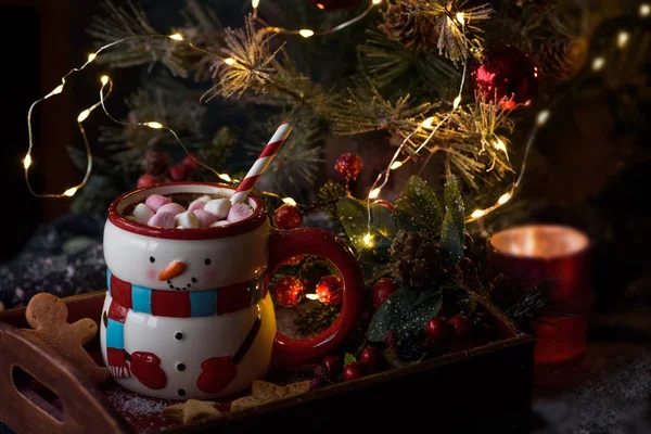 Bebida quente com marshmallow — Fotografia de Stock