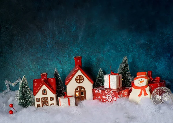 Christmas decorations with gift — Stock Photo, Image