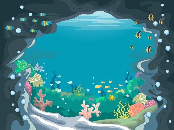 Ilustração de caverna subaquática — Fotografia de Stock